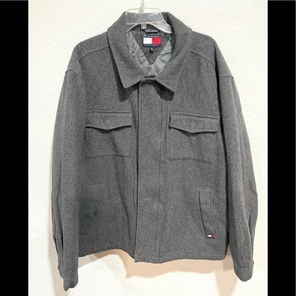 TOMMY HILFIGER mens Gray wool jacket coat size XL